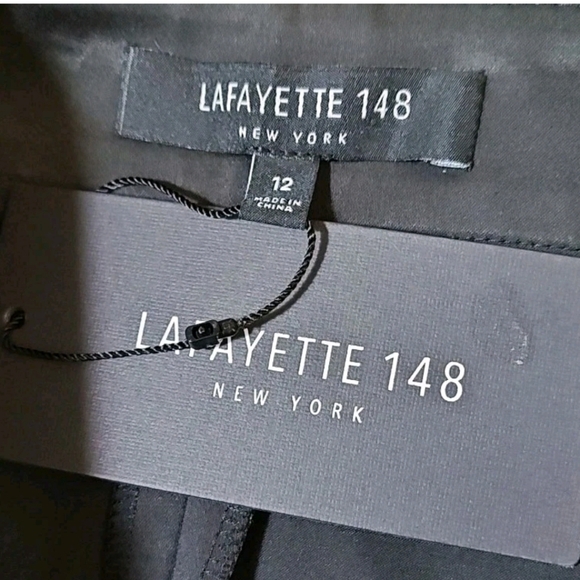 Lafayette 148 New York Trouser Pants Sz 12 34/33 Black Stretch Cotton Slacks Nwt - Picture 7 of 10